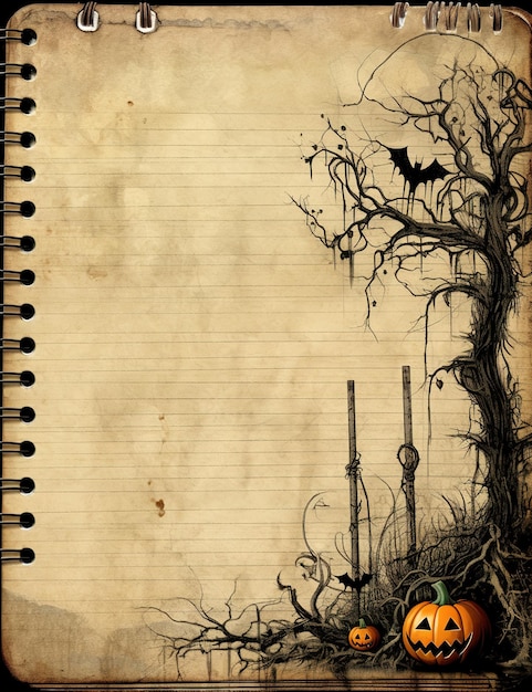 Photo lined diary page in halloween theme