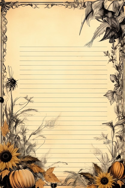 lined diary page in halloween theme