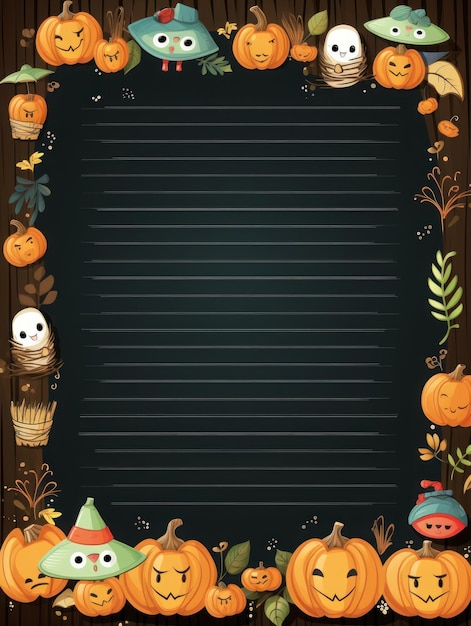 Photo lined paper for writing halloween theme generative ai