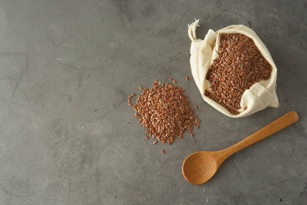 Foto biancheria. semi di lino concetto di cibo sano