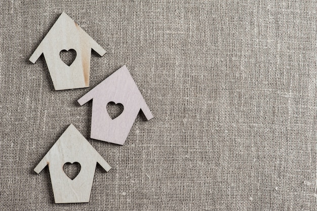 Linen with wooden houses