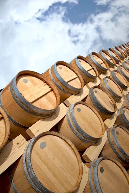 Lines of barrels on the docks