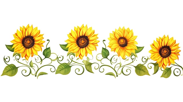 Photo lines of sunflowers bold and vibrant color concept country i watercolor art 2d flat header footer