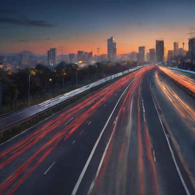 Lines of traffic on paved roads background