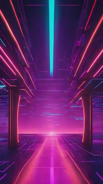 Lines and vibes synth wave retro wave vaporwave futuristic aesthetics glowing neon style horizontal