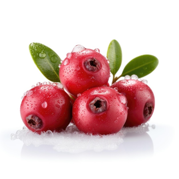 Lingonberry Mountain Cranberry bedekt met vorst en sneeuw geïsoleerd op een witte achtergrond