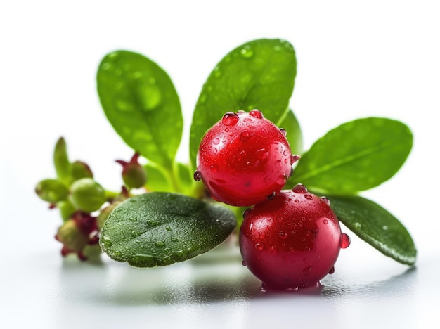 Lingonberry with green leaf