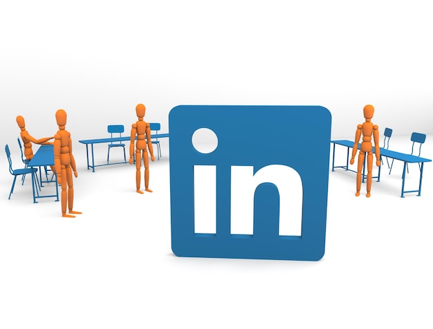 Linkedin banner wit blauw 3d render