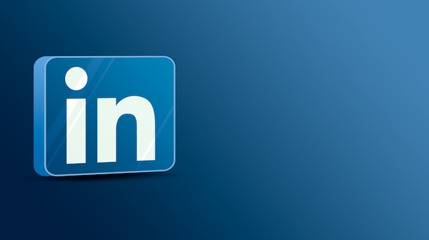 Photo linkedin logo on a glass platform 3d