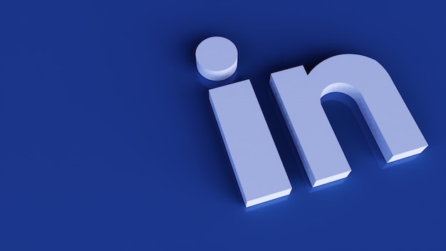 Linkedin logo minimaal eenvoudig ontwerpsjabloon. kopieer ruimte 3d