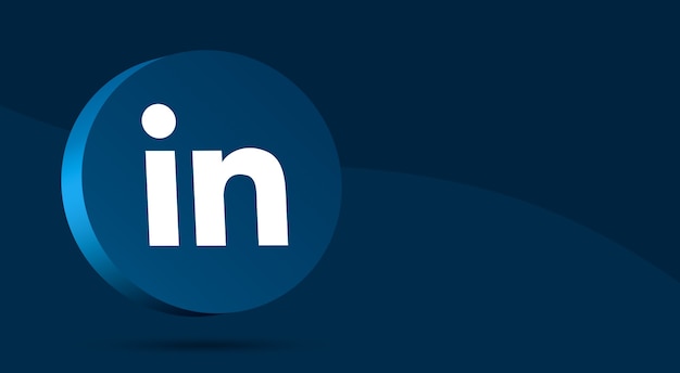 Linkedin logo minimaal ontwerp op cirkel 3d