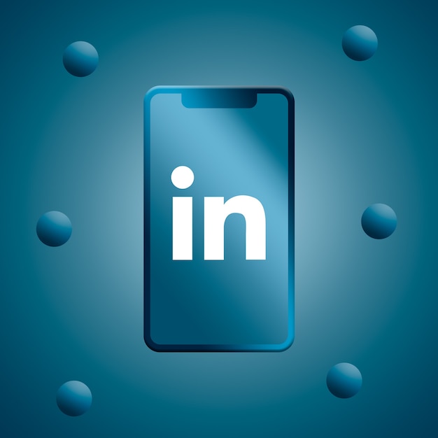 LinkedIn logo on phone screen 3d rendering