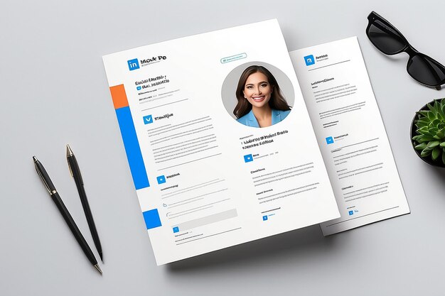 Photo linkedin social media template mockup simple page profile