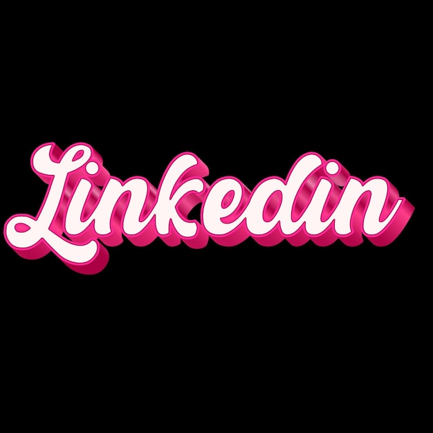 Photo linkedin typography 3d design pink black white background photo jpg