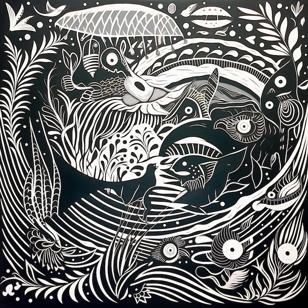 linocut drawing background