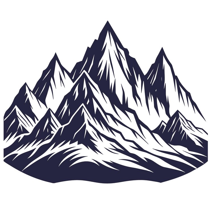 Photo linocut towering mountain peak showcasing detail and bold style inspired by marine landscapes