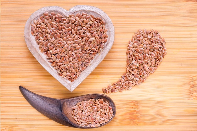 Linseed grains on the table Linum usitatissimum