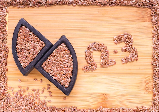 Linseed grains on the table Linum usitatissimum