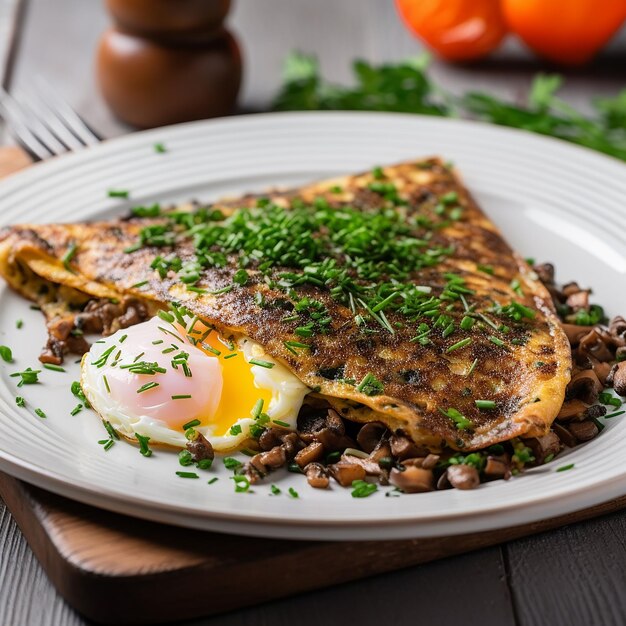 Linzengevulde omelet met roggebrood