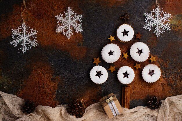 Linzer cookies, Christmas background