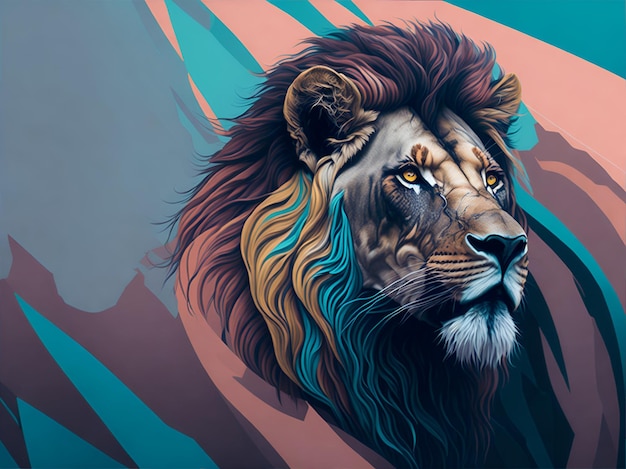 Lion animal abstract wallpaper in pastel colors Ai Generated