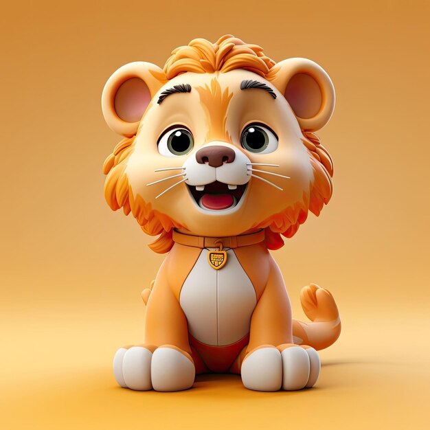 Photo lion animal character craft with isolated studio background