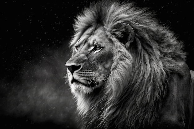 A lion in black and white