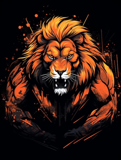 lion bodybuilding t shirt design for print design