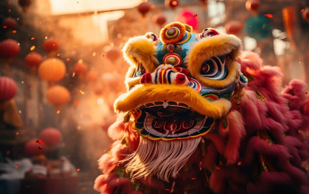 Photo lion chinese dance