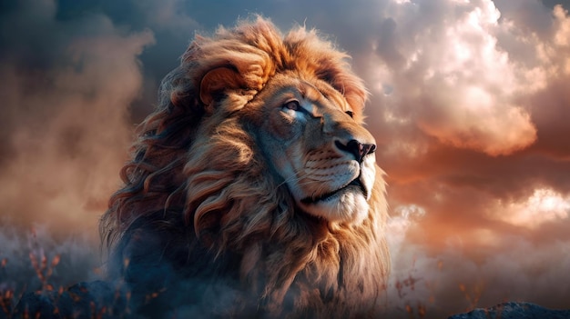 Narnia Aslan under cloudy skies HD wallpaper