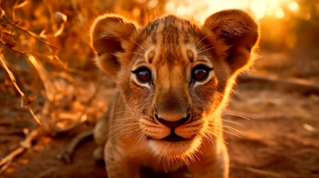 Lion cub baby small Generative AI