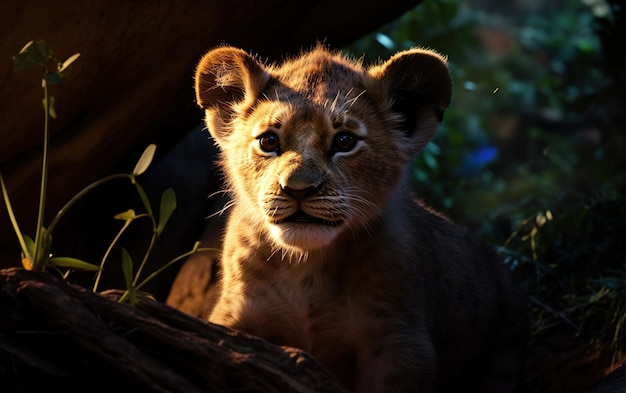 Lion cub in its natural habitat