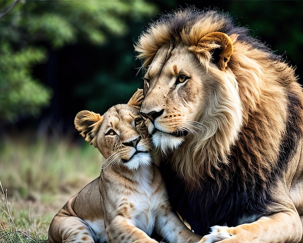 lion cub with mother