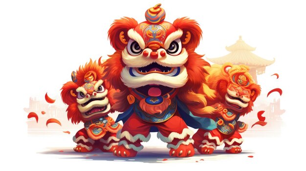 Premium Photo | Lion dance vector Trending HD wallpaper 8K4K2K wallpaper