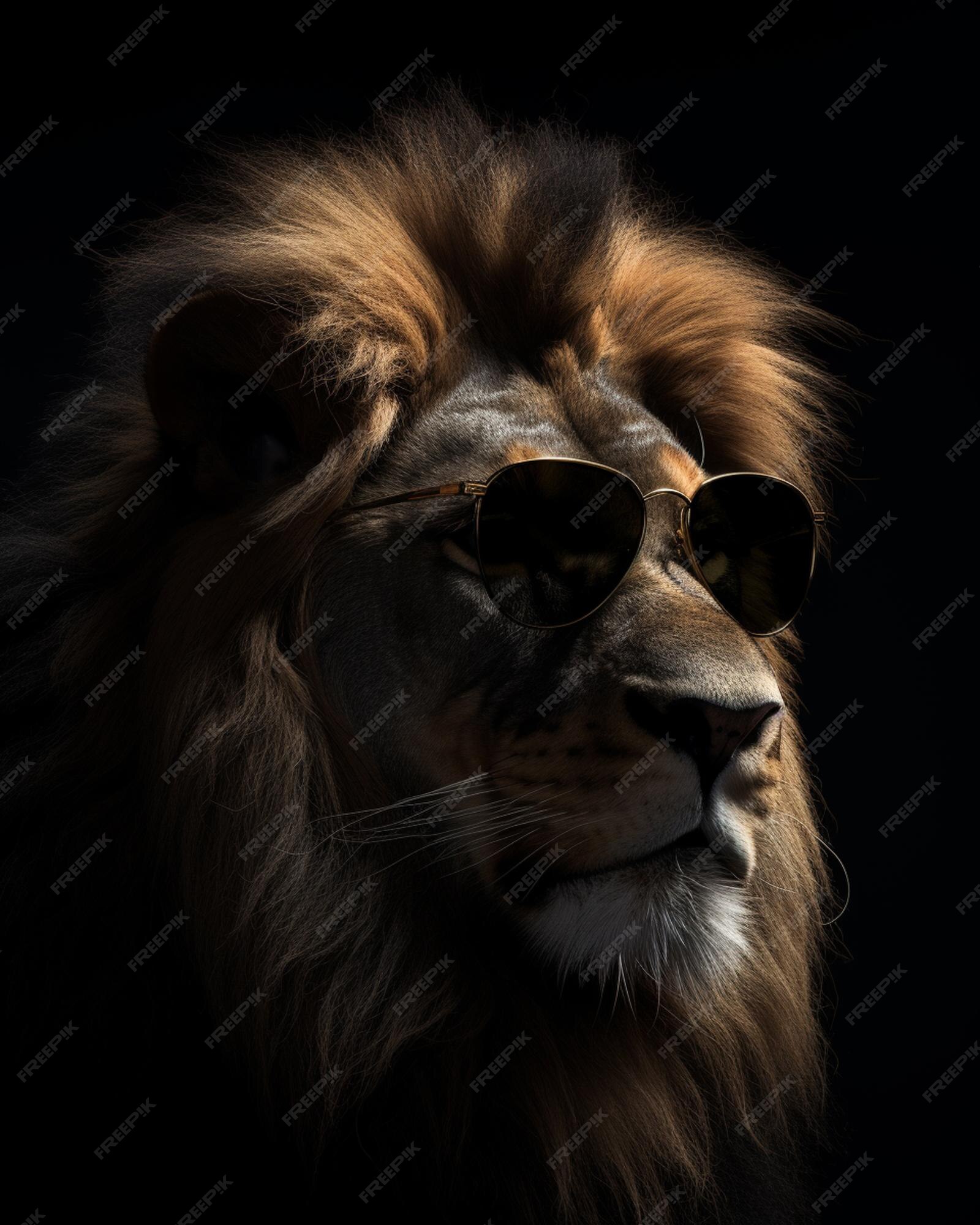 Premium AI Image | Lion in the dark wallpapers