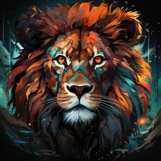 Foto grafica del design del leone per maglietta