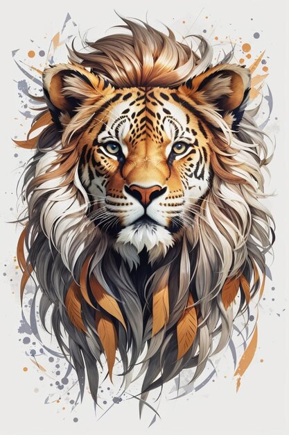T シャツ デザイン バナーポスターの落書きスケッチ スタイルのライオン デジタル カラフルなベクトル イラスト