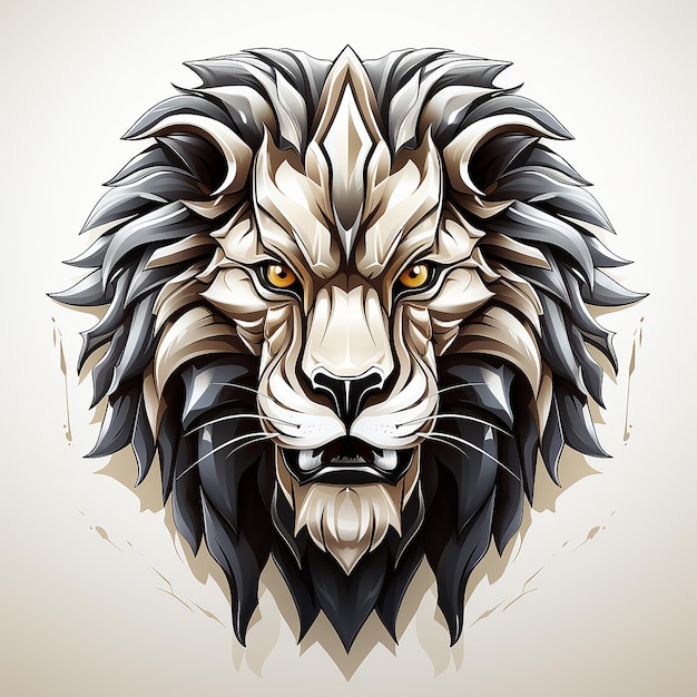 lion emblem illustration in silver logo white background