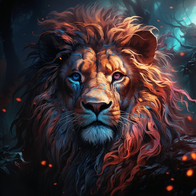 A lion face in artistic style