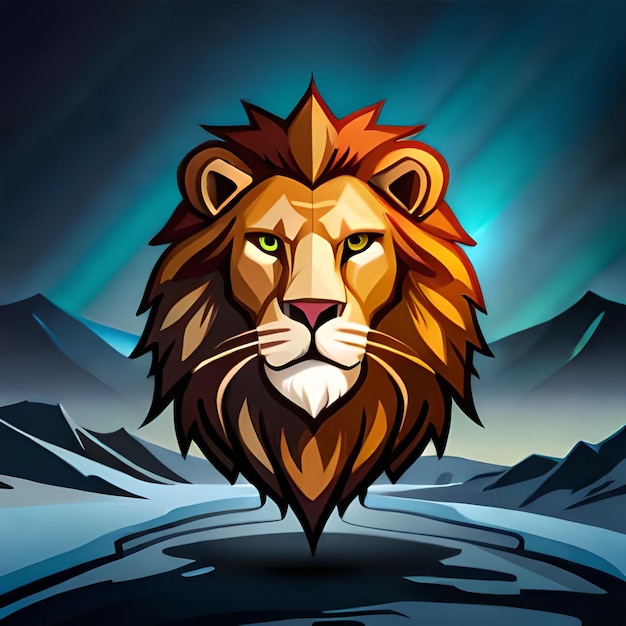 Lion face mascot logo