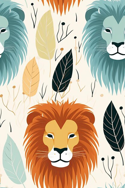 Lion faces seamless tiles