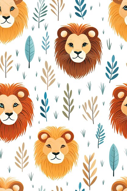 Lion faces seamless tiles