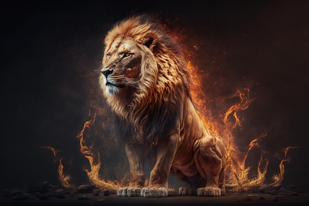 A lion and fire are the king of the world