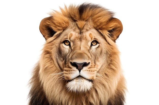 Lion front view isolated on white background