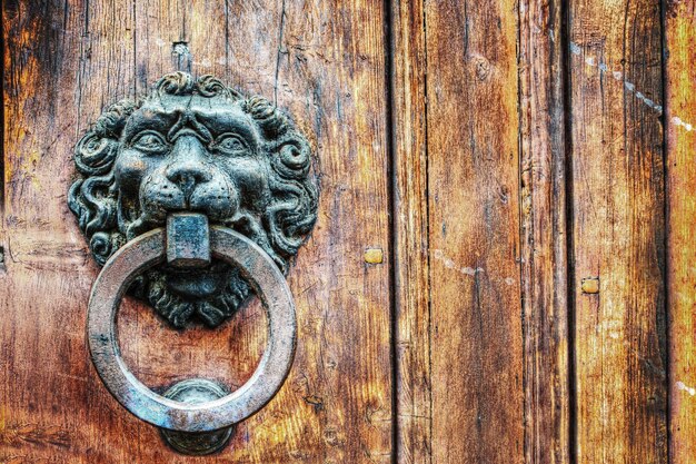 Lion head door knocker in hdr tone mapping effect