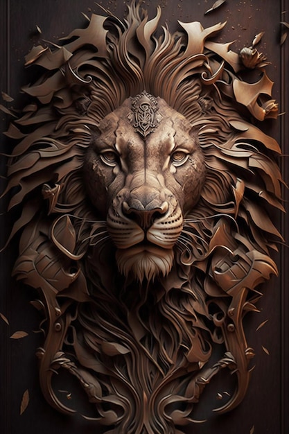 Lion head on a door