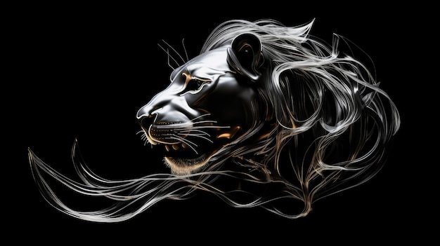 Lion head illustration HD 8K wallpaper Stock Photographic Image