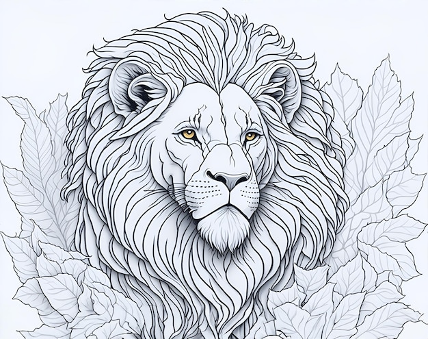 Foto lion head line art per la colorazione di libri per bambini