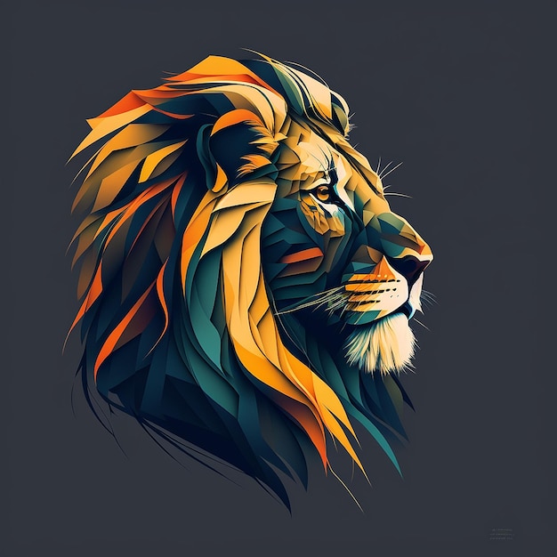 Lion head profile graphic illustration image Ai generated art