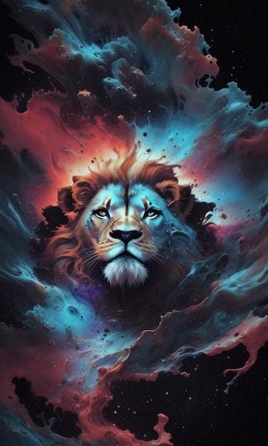 Lion head in space